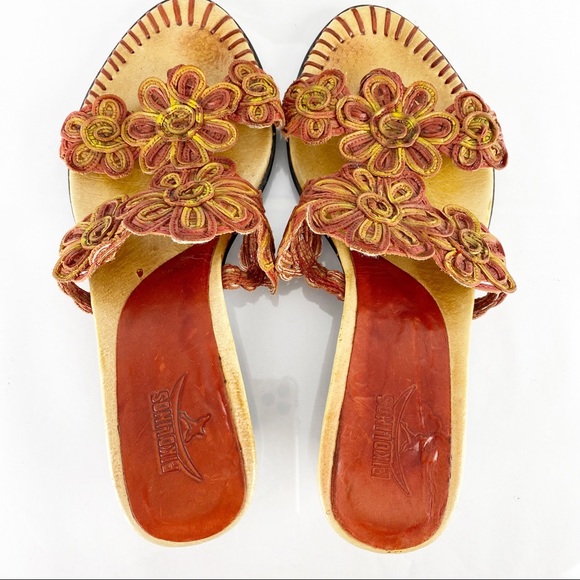 Pikolinos Sandal Wedge Slide Red Floral Embroidery - Picture 8 of 12